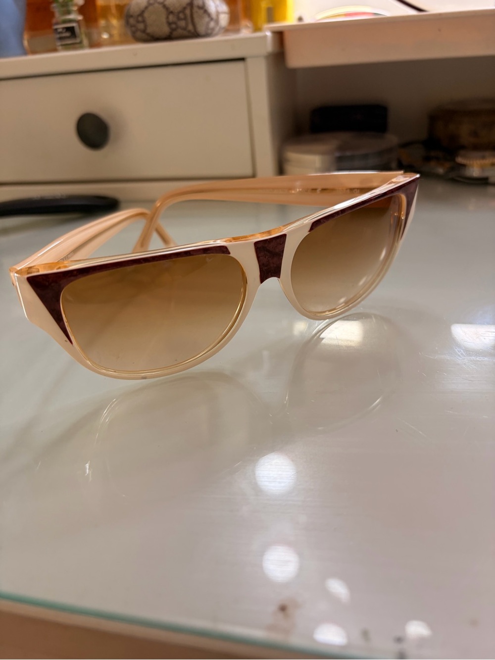 Nina Ricci Cream and Brown Women’s Sunglasses